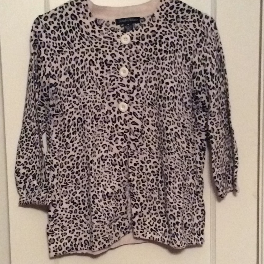 Designers Original Leopard 3 Button Sweater Size M